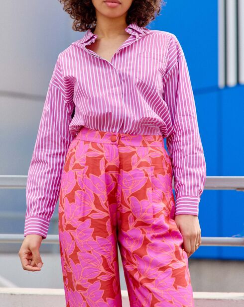 Chemise Clony fuchsia/écru