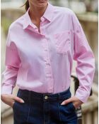 Chemise Coralia rose/blanc
