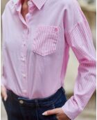 Chemise Coralia rose/blanc