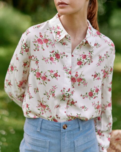 Chemise Cosie vintage blanc/rose