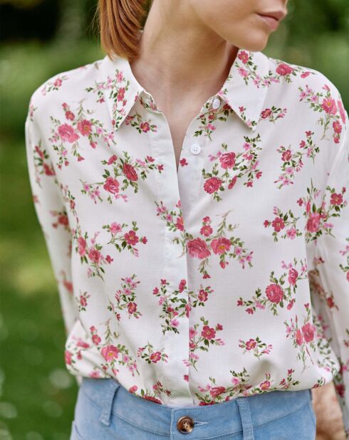 Chemise Cosie vintage blanc/rose