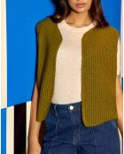 Gilet sans manches en Laine mélangée Crea kaki