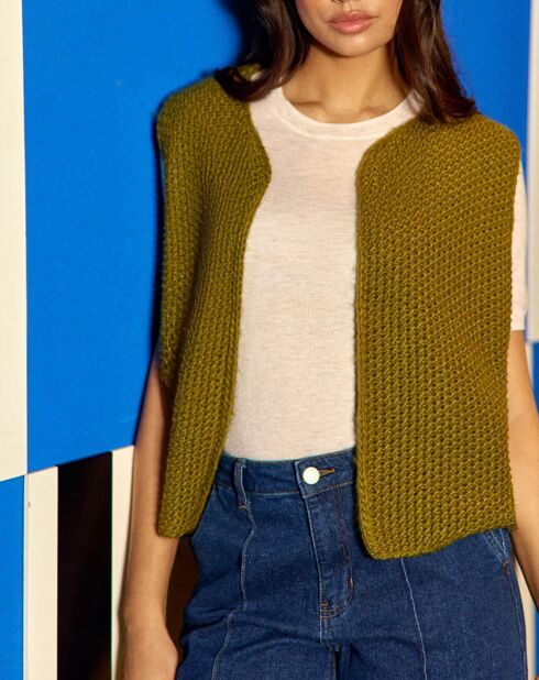 Gilet sans manches en Laine mélangée Crea kaki