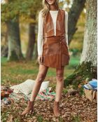 Gilet sans manches en Cuir Fanny camel