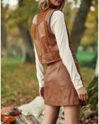 Gilet sans manches en Cuir Fanny camel