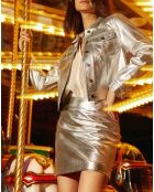 Veste en Cuir Ferena argentée