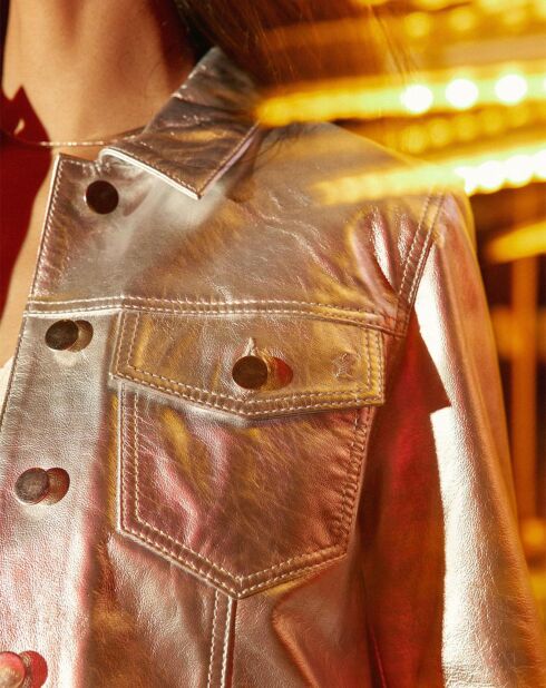 Veste en Cuir Ferena argentée