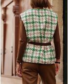 Gilet sans manches Gifur pied de poule vert