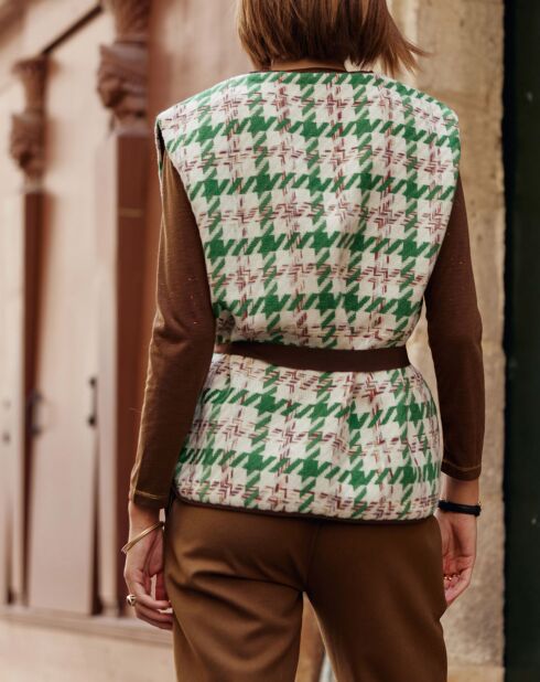 Gilet sans manches Gifur pied de poule vert