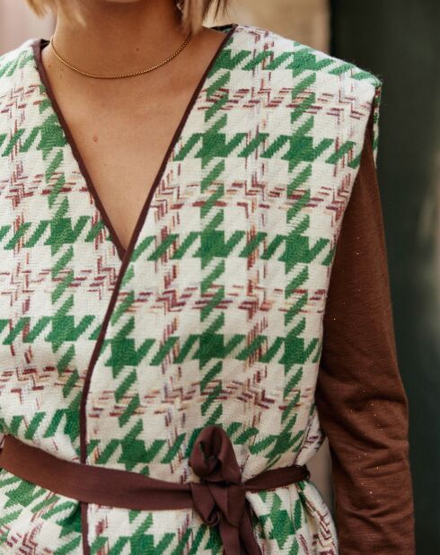 Gilet sans manches Gifur pied de poule vert