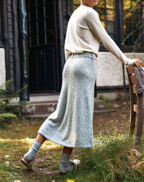 Jupe en Laine & Mohair mélangés Joody gris chiné