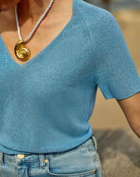 Pull manches courtes Macie bleu