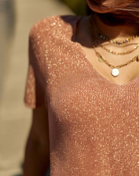 Pull manches courtes Macie rose