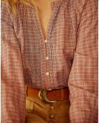 Chemise Marjani carreaux rose