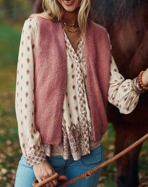 Gilet sans manches Marvia vieux rose