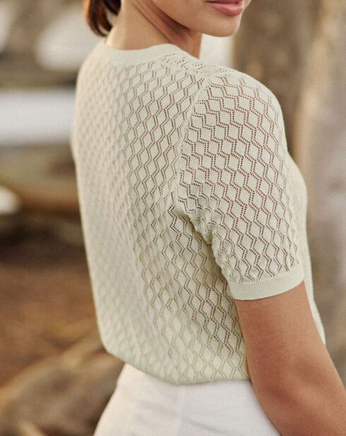 Pull manches courtes Millie vert amande