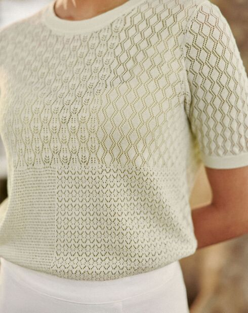 Pull manches courtes Millie vert amande