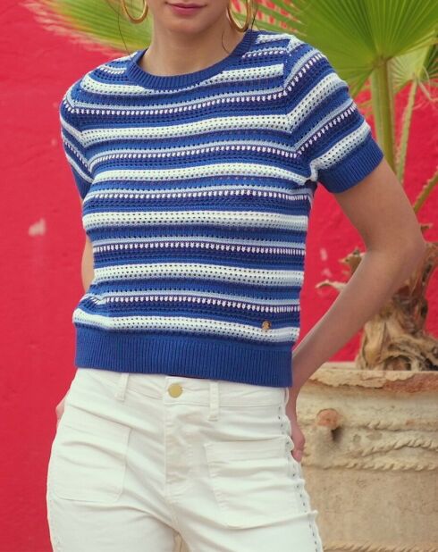 Pull manches courtes Monet bleu