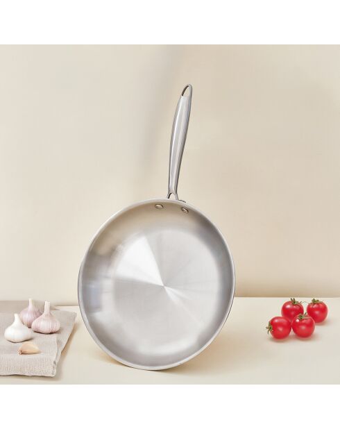 Poêle triplex induction argentée - 2L