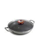 Plat à paëlla triplex avec couvercle  argenté - 3.5L