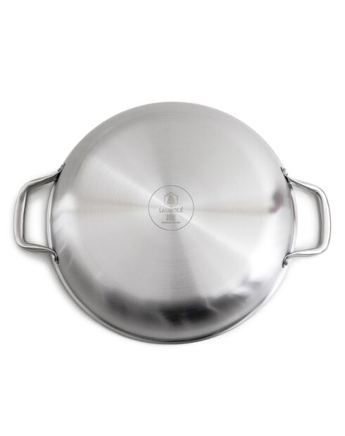 Plat à paëlla triplex avec couvercle  argenté - 3.5L