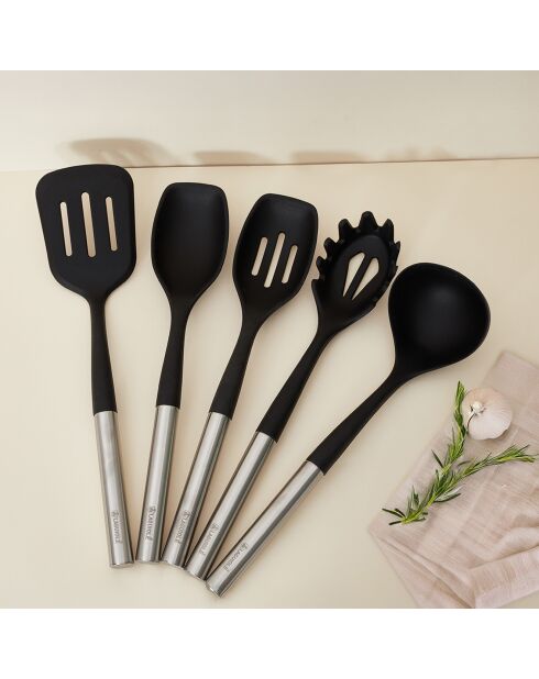 Set ustensile de cuisine Harmonie argenté/noir - 6 Pièces