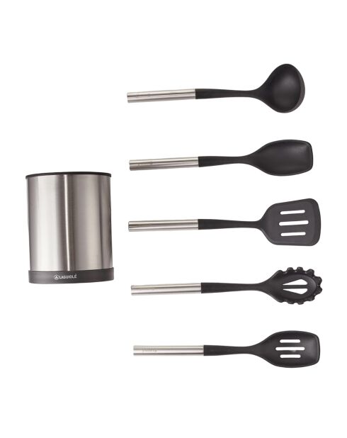 Set ustensile de cuisine Harmonie argenté/noir - 6 Pièces