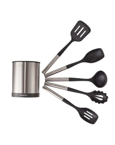 Set ustensile de cuisine Harmonie argenté/noir - 6 Pièces