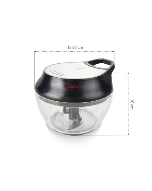 Hachoir manuel à ficelle + couvercle hérmetique noir/argenté - 211g