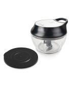 Hachoir manuel à ficelle + couvercle hérmetique noir/argenté - 211g