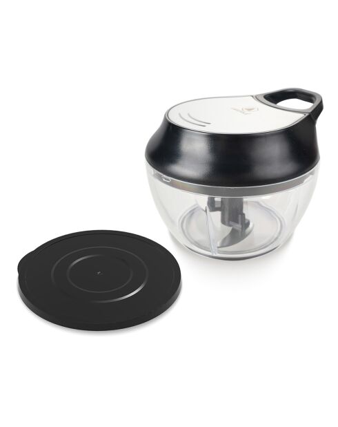 Hachoir manuel à ficelle + couvercle hérmetique noir/argenté - 211g