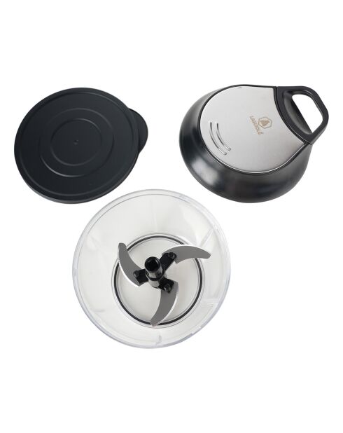 Hachoir manuel à ficelle + couvercle hérmetique noir/argenté - 211g