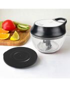 Hachoir manuel à ficelle + couvercle hérmetique noir/argenté - 211g