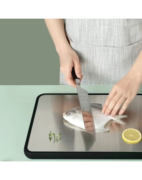 2-in-1 snijplank olijf/zilver - 43x27,5x2,4 cm