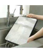 2-in-1-Schneidebrett oliv/silber - 43x27,5x2,4 cm