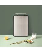 2-in-1-Schneidebrett oliv/silber - 43x27,5x2,4 cm