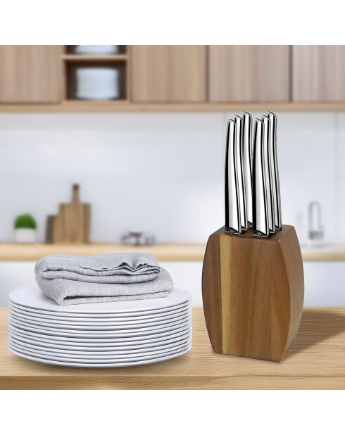 Bloc 6 couteaux steak Jet Miroir bois - 280x180x50 cm