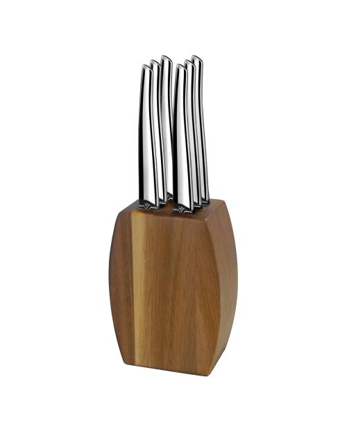 Bloc 6 couteaux steak Jet Miroir bois - 280x180x50 cm