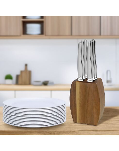 Bloc 6 couteaux steak Jet Satin bois - 280x180x50 cm