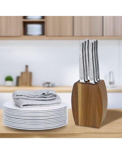 Bloc 6 couteaux steak Jet Styl bois - 255x65x25 cm