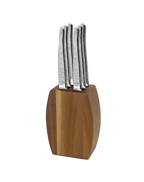 Bloc 6 couteaux steak Jet Styl bois - 255x65x25 cm
