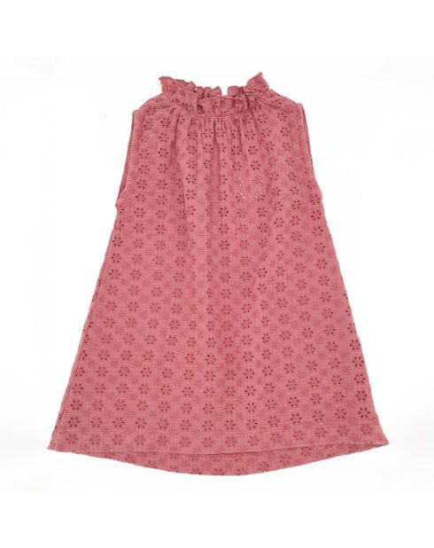 Robe Brodée Coton Bio rose