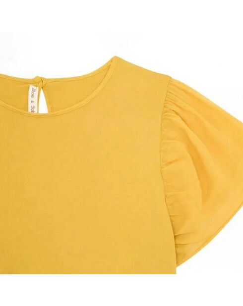 T-Shirt à Volants jaune moutarde