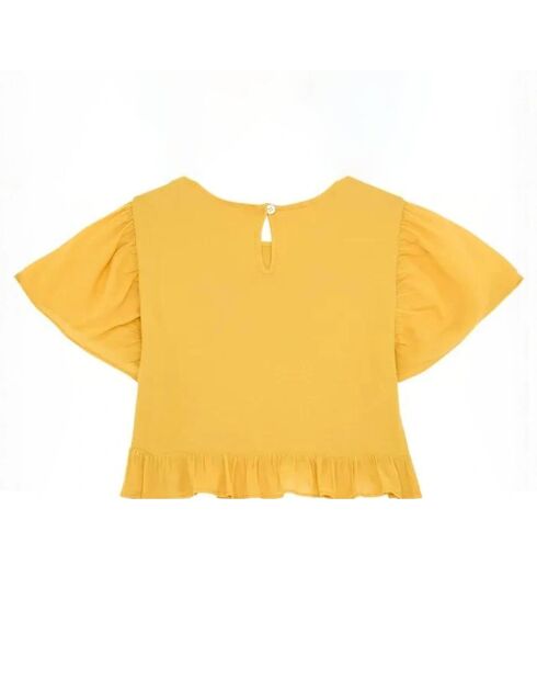 T-Shirt à Volants jaune moutarde