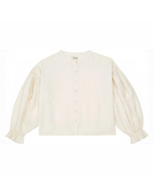 Ecrufarbene Bluse aus 100% Leinen
