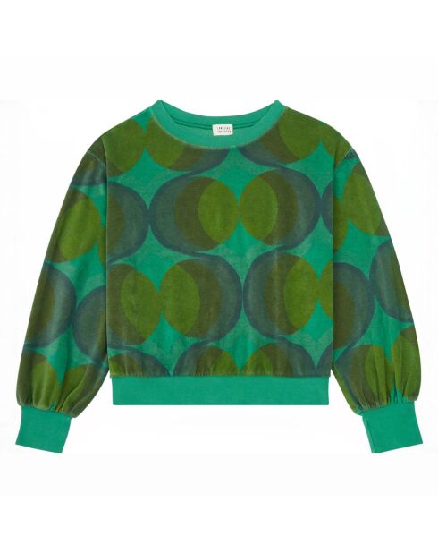 Grünes bedrucktes Sweatshirt aus Bio-Baumwolle