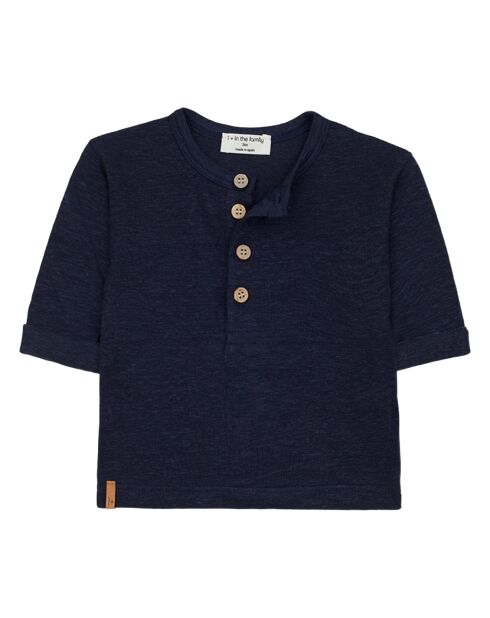 T-Shirt Manches Longues en Lin Beto bleu marine