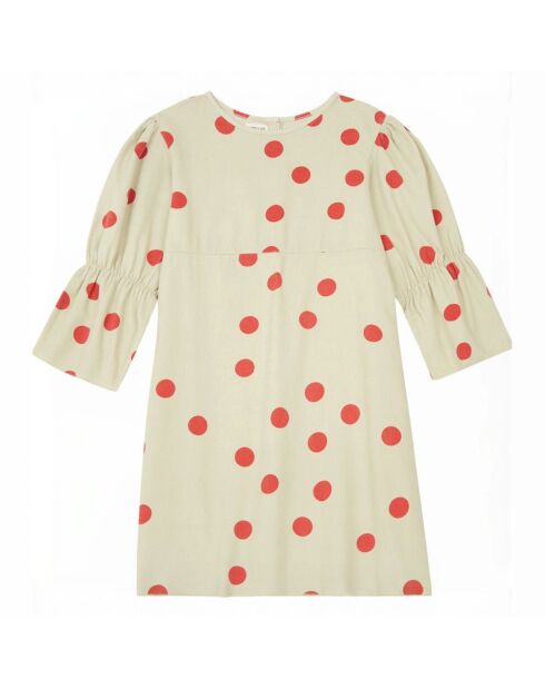 Abito beige a pois in cotone biologico