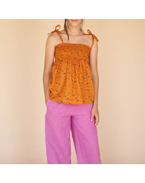 Pantalon 100% Lin Ample mauve
