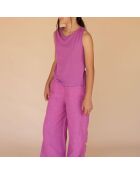 Pantalon 100% Lin Ample mauve